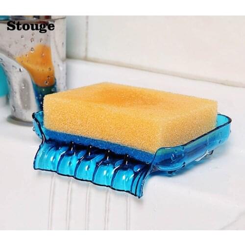 Stouge 1PC Soap Storage Box Sponge Holder For Bathroom Dish Case Makeup Organizer Double Sucker Bathroom Kitchen Organizer