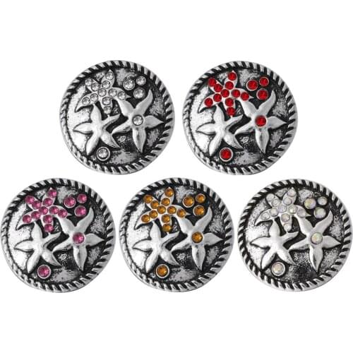 10pcs/lot 2019 Snap Jewelry Crystal Flower Metal Snap Buttons with Rhinestone Fit DIY 20MM 18mm Snap Bracelet Button Jewelry