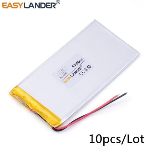 10pcs /Lot 3.7v lithium Li ion polymer rechargeable battery365590 1700mah GPS DVR Toy