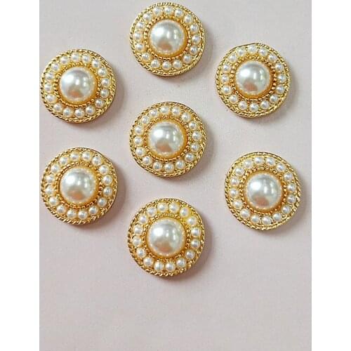 10 pcs/lot Alloy Creative Silver Pearls Round Rhinestone Buttons Ornaments Earrings Choker Hair DIY Jewelry Accessories Handmade