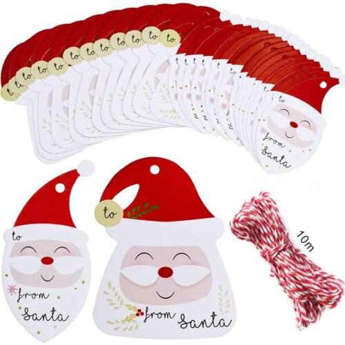 100pcs Christmas Decorations 2021 DIY Kraft Tags Gift Tags Wrapping Paper Hang Tags Santa Paper Cards Christmas Party Supplies