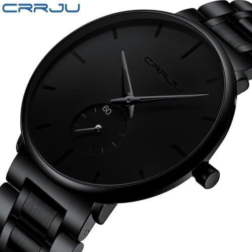 2021 Wristwatch For Man CRRJU Top Brand Stainless Steel Waterproof Clocks Men Watch Military Quartz WristWatch Montre Homme