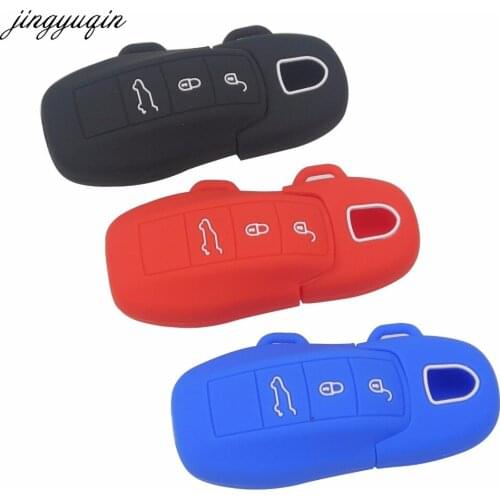 Jingyuqin 3 Buttons Remote Silicone Key Fob Cover Case Holder Sticker For Porsche Boxster Cayman Macan Panamera Cayenne 911