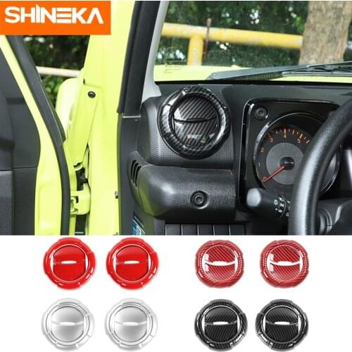 Car Interior Accessories ABS Carbon Fiber Dashboard Air-conditioning Outlet Decoration Stickers Ring for Suzuki Jimny 2019 2020