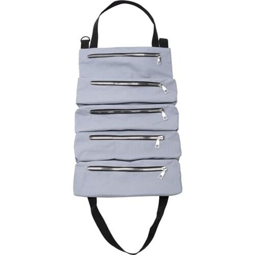 Car Tool Roll Up Bags Canvas Storage Pouch Tools Tote Sling Holder Back Seat Organizer Grey