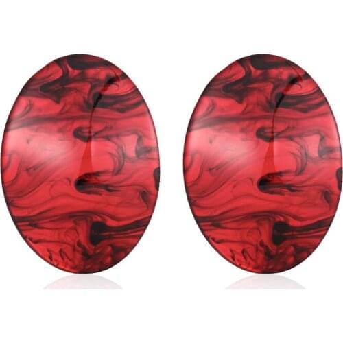 Bohemia Big Oval Resin Stud Earrings for Women Acrylic Tortoiseshell Acetate Exaggerated Earring Temperament Ethnic Jewelry Gift