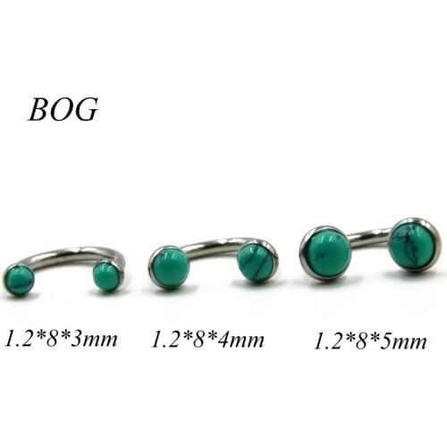 BOG-Lot of 3 pcs 16g Internally Thread Horseshow Capative Bead Ring with Stone Body Jewelry