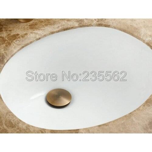 Retro Antique Brass Finish Large Round Cap Pop UP Bathroom Basin and Sink Drain With Overflow lsd003