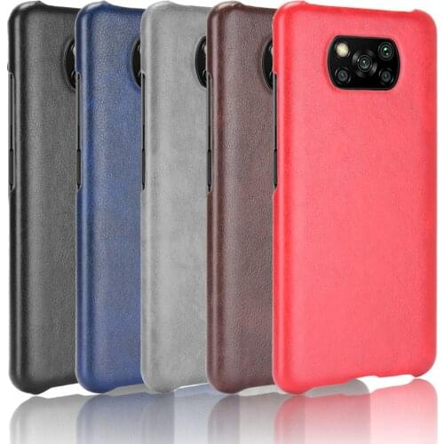 For Xiaomi POCO X3 NFC Retro Litchi Leather Texture Hard PC Phone Case For xiaomi poco x3 x3nfc Vintage case