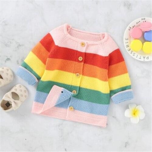 Baby Cardigan Sweater Autumn Knitted Baby Clothes Newborn Rainbow Baby Girls Cardigan Jacket Coat Toddler Cardiagn Girl Sweater