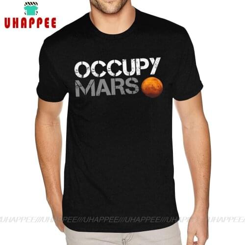 Family Elon Musk Occupy Mars Tshirt Short Sleeve Cotton Male Plus Size Black T-shirts