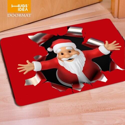 Fashion Festival Decorative Santa Claus Christmas Deer Rugs Welcome Party Carpets Floor Non Slip Rugs Decoration Carpets for Kid