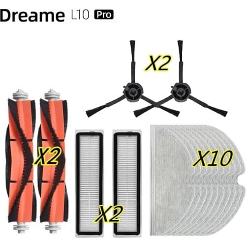 16PCS SET For Dreame Bot L10 Pro Vacuum Cleaner Accessories Main Brush Side Brush Mops Cloths Filters Spare Parts Replaceble