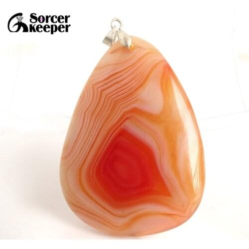 Natural Red Agates Pendants Charms Necklaces Womens Crystal Slice Brazil Healing Reiki Stone Beads for Jewelry Making BC070