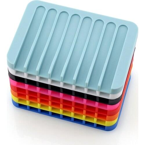 Bathroom Silicone Non Slip Soap Holder Toilet Shower Soap Box Tray Draining Rack Bathroom Gadgets Soap Dish Home Tray Holder