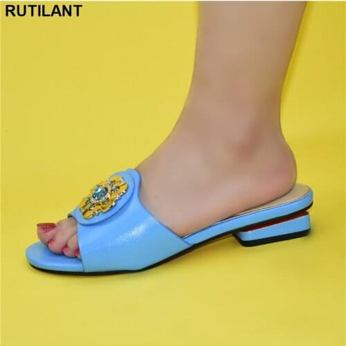 New Arrival Wedding Shoes for Women Italian Low Heels Autumn Slipper for Wedding African Special Materials 3.5CM Open Toe Pumps