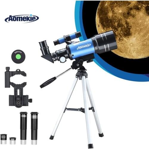 30070 Telescope 1.25" Eyepieces Wide Vision Moon Watching Monocular with Tripod 1.5X Erecting Eyepiece 3X Barlow Lens Kids Gift