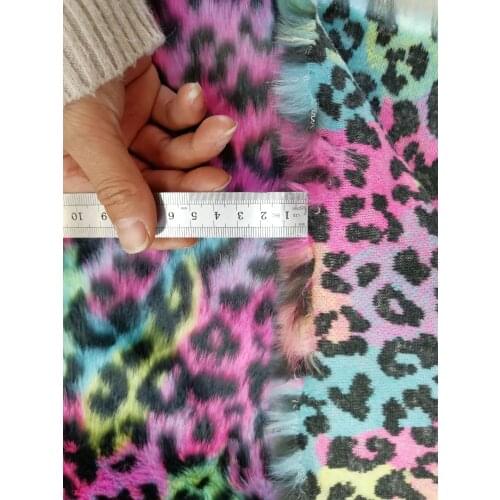 Multi-color jacquard leopard print rabbit fur,faux fur fabric,felt cloth