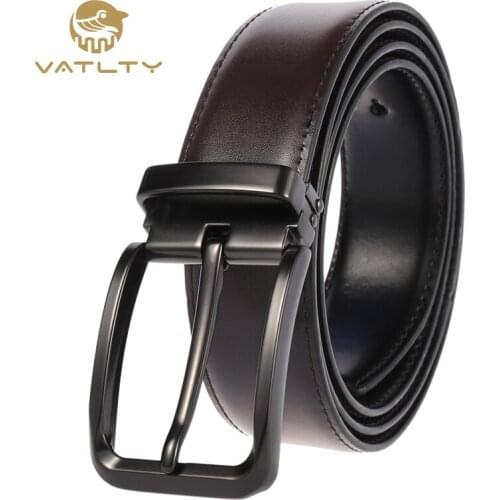 VATLTY 2020 Official genuine leather belt for men hard anti-rust metal buckle natural cowhide double-sided casual business belt