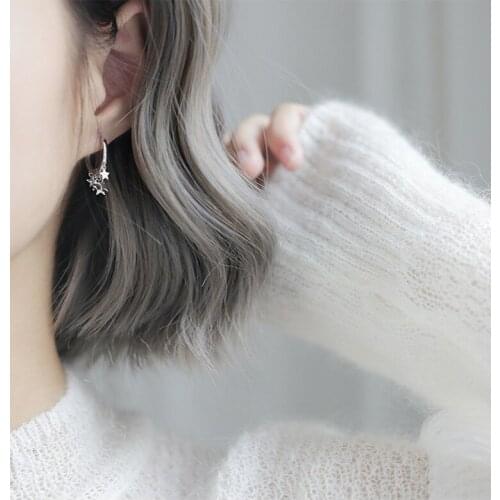 S925 4Pairs/Lot Star ear buckle female ear bone ring temperament Korean personality earrings small ear ring earrings