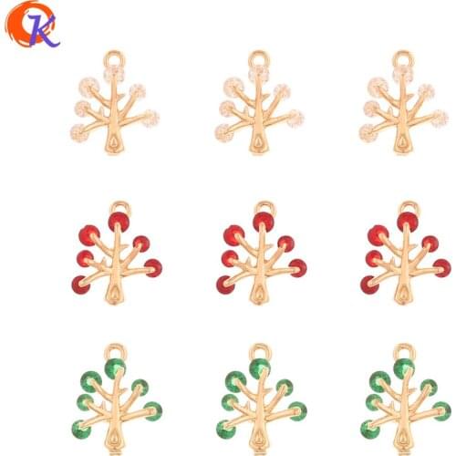 Cordial Design 50Pcs 11*13MM Jewelry Accessories/Pendant/DIY Earrings Making/Tree Shape/Hand Made/Earrings Connectors/CZ Charms