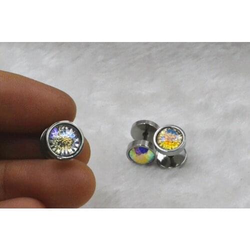 50pcs NEW Colorful Stainless Steel Body jewelry Ear Stud /Earring Fake Ear Plugs Cheat Tunnels Illussion Plugs 10mm