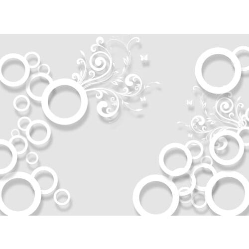 Shengxi 3D 029 White circles PVC Stretched Ceiling Films Gray background for workshop ceiling decoration