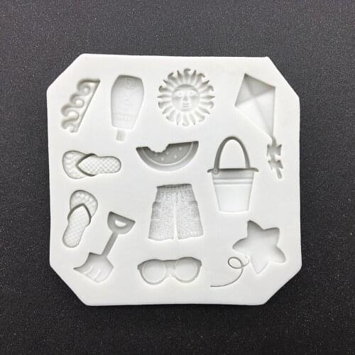 Sun Slipper Sandy Beach Silicone Mold Sugarcraft Fondant Cake Decorating Tools Cupcake Baking Mold