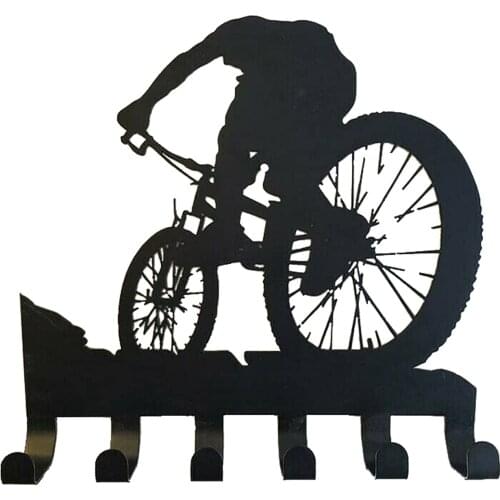 Mountain Bike Gear Rack Metal Wall Decor Mountain Biking Wall Art Bicycle Art Silhouette Wall Sticker Carved Black JS22