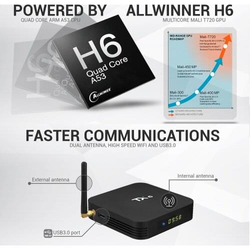 TX6 smart tv box android 9 4G/32G Allwinner H6 Quad Core support 2.4G&5G Wireless WIFI Google Play Youtube Smart Set Top Box