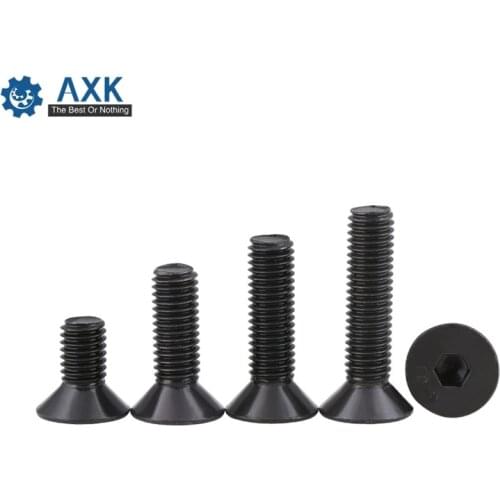 50pcs M2 M2.5 M3 M4 M5 M6 M8 mm flat head countersunk head black grade 10.9 Alloy Steel Hex Socket Head Cap Screw DIN7991 Screws