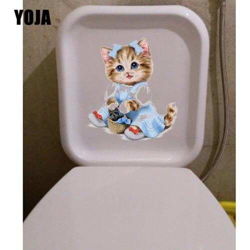 YOJA 20.2*23.1CM Fashion Cartoon Cat Wall Decal Kids Bedroom Decor Toiltte Stickers T1-0140