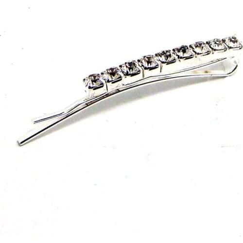 Wholesale 45mm long silver-plated rhinestonehair bobby pins bridal wedding hair ornament jewelry accessory 6Pairs x