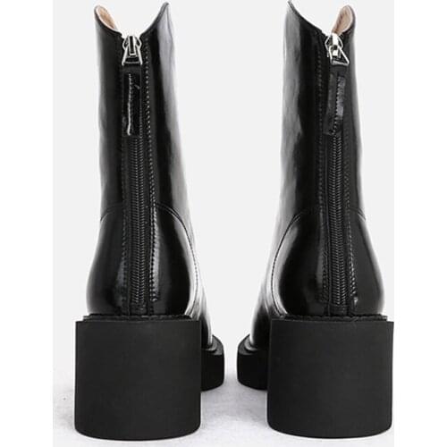 MUMANI Woman‘s Modern Boots Concise Chelsea Boots ZIP Round Toe Square heel ANKLE Martin Boots