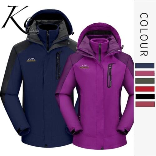 KE Winter jacket men women detachable plus velvet thick two-piece windproof waterproof winter jacket men winter jacket women