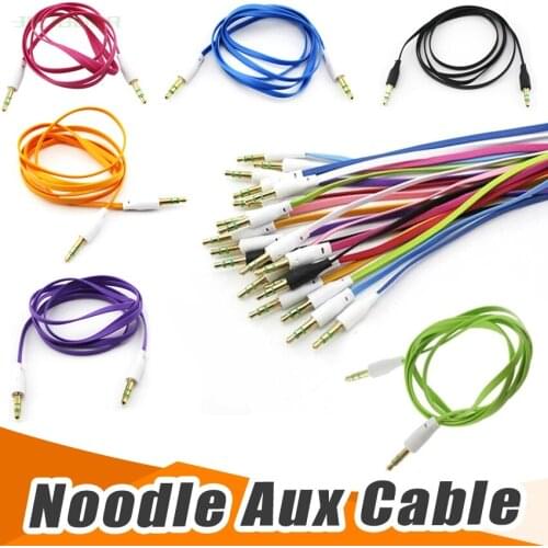 1M 3ft 3.5 mm Flat Male to Male M/M Jack Audio Stereo Aux Cable Cord Gold Lead PC MP3 Adapter Metral cord 200PCS/LOT