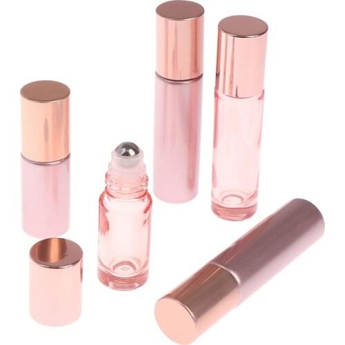 2pcs Rose Gold Roll On Bottle Empty Perfume Essential Oil Stainless Steel Roller Ball