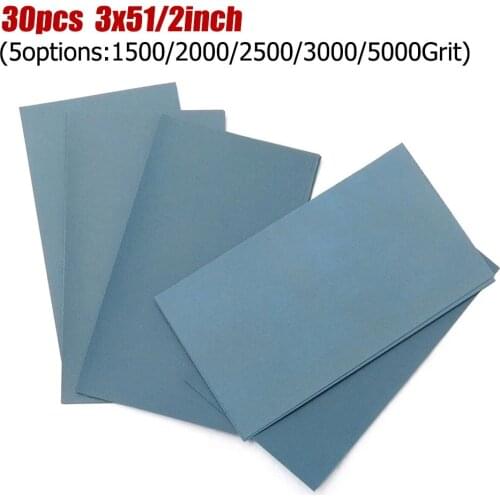 30pcs 1500/2000/2500/3000/5000 Grit Wet/dry Abrasive Sandpaper Sheets For Wood Furniture Finishing Metal Sanding And Automotive