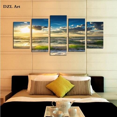 Unframed 5 Piece Blue sea Modern Home Wall Decor Canvas Picture Art HD Print Painting On Canvas for Gift