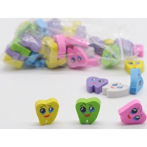 1Bag/50Pcs Gift Cute Tooth Shaped Rubber Erasers 50Pcs Lovely Oral Dentist School