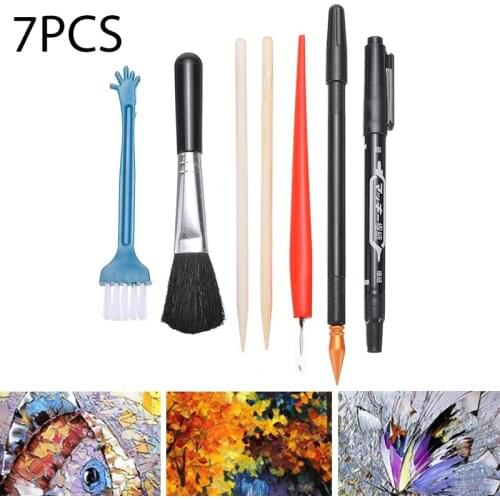 7pcs Scratch Art Tools Bamboo Sticks Scraper Scratch Pen Black Brush DIY Gift Painting Scratch Sketch Arts Set Coloring Kids Toy
