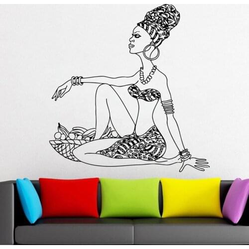 Africa Girl Wall Decal Vinyl Stickers African Beautiful Woman Interior Home Design Wall Art Murals Bedroom Decor DIY AM11