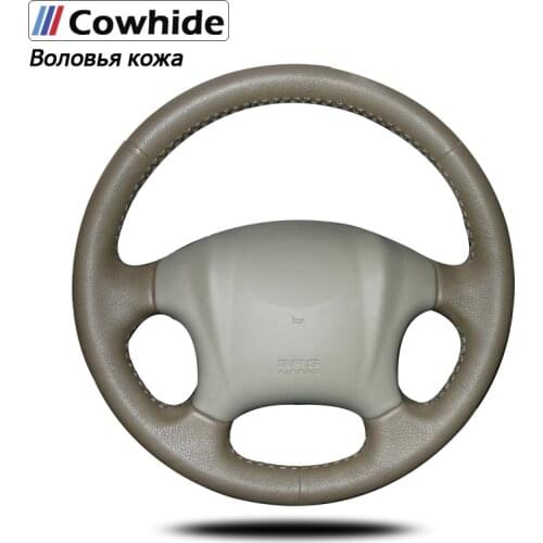 Black Genuine Leather Car Steering Wheel Cover for Hyundai Tucson 2006-2014