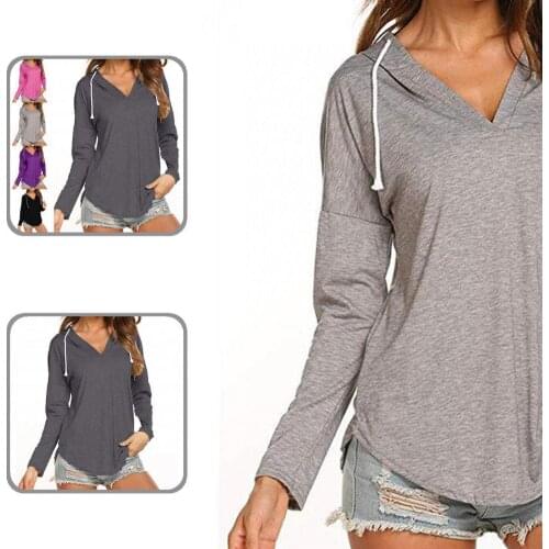 Lady Hoodie Long Sleeve Loose V Neck V Neck Long Sleeve Autumn Hoodie Hoodie for Home