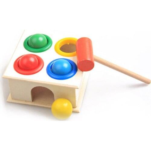 Children Early Learning Educational Toys Baby Hammering Wooden Ball Hammer Box Geometric Blocks Kids Newborn Toy Gifts