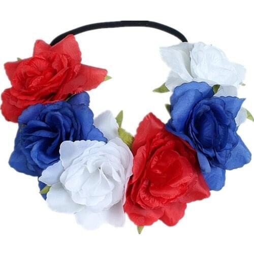 American Flag Headwear Accessories Flower Crown Headband Wedding Floral Wreat Gay Headpiece Female vocation Party Hairband