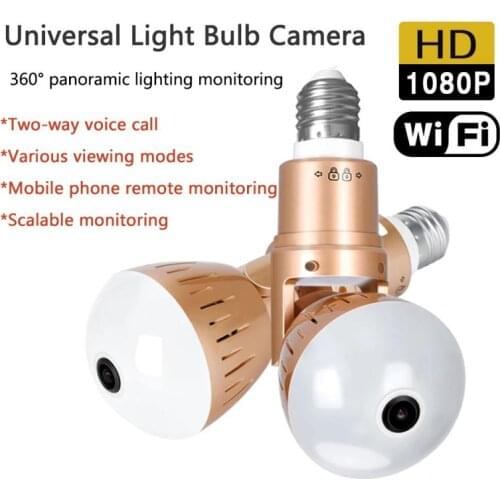 HD 360° Panoramic Wifi 1080P IP Camera Light Bulb Home Security Video Camera Wireless CCTV Surveillance Fisheye Network