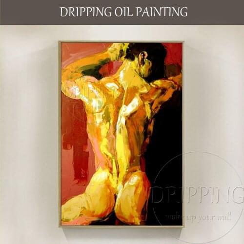 Skilled Artist Hand-painted 2 Styles Impressionist Nude Man Oil Painting on Canvas Hot Bodies Nude Man Figures Oil Painting