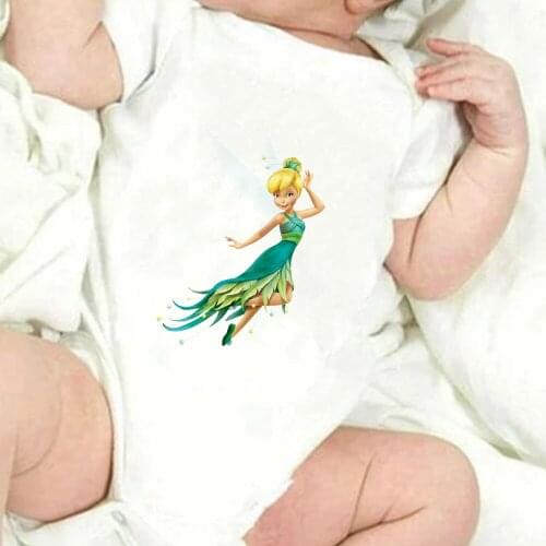 Infant Romper Cartoon Fairies Tinker Bell Printed Newborn Bodysuits Harajuku Funny Girl Toddler Jumpsuit Dropship