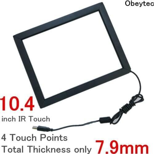 Obeycrop 10.4" IR touch screen kit, 4:3, Driver free, 4 touches,USB port, with 3 mm Tempered Glass, ultra thin 7.9 mm only